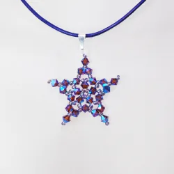 Pendant 45cm - Phoenix-Purple Leather - Pendant 45cm - Laiton argenté